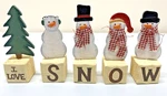 Unique Christmas 2004 Family Made "i Love Snow" Tree And Snowman On Blocks Decor. Fixed Price $15.99.