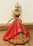 Holiday Barbie 2014 Ornament 4" Red Dress Gold American Greetings W/o Box. Fixed Price $8.00.