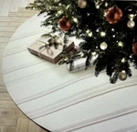 Hearth & Hand Magnolia Tree Skirt 52 Jacquard Red Striped Cream Cotton Linen. Fixed Price $12.00.