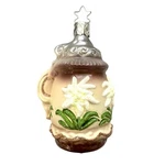 Inge Edelweiss Beer Mug German Blown Glass Christmas Ornamet Bavaria Bier. Fixed Price $36.95.