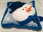 Snowman Christmas Holiday 3-D Pillow Winter Blue 15'' Square Stuffed Throw Toss. Fixed Price $9.00.