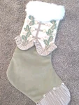 Elegant Vickerman Victorian Style Christmas Stocking Embroidered Gold Green 19". Fixed Price $17.99.