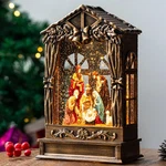 Christmas Snow Globe Lighted Manger Nativity Scene, Musical Window Water Lant.... Fixed Price $66.78.