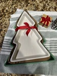 Hallmark Ceramic X-mas Tree Set Of 2 Nesting Dishes White & Green W/ Salt Pep. Fixed Price $26.00.