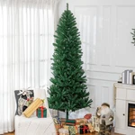 Homcom 8' Tall Unlit Slim Fir Artificial Christmas Tree With Realistic Branches,. Fixed Price $121.60.