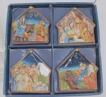 Manual Woodworkers & Weavers Nativity Mini Plates Set Of 4 Ceramic Wall Plaques. Fixed Price $35.10.