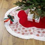 Northlight 48" Red White Glitter Snowflake Christmas Tree Skirt Faux Fur. Fixed Price $70.55.