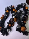 Pottery Barn Halloween Garland Indoor Outdoor Orange & Silver Balls 6' Set Of 2. Fixed Price $89.00.