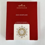 2020 Hallmark Annual Snowflake Porcelain Ornament White Gold Rhinestones. Fixed Price $14.99.