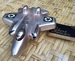 Silver Fighter Jet Christmas Holiday Glass 5 Inch Ornament Robert Stanley. Fixed Price $9.99.
