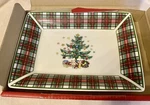 Nikko Tartan Christmas Tree Plaid Rectangular Tray 8 3/4 Iron Stone Rare New. Fixed Price $30.00.