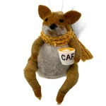 Squirrel Ornament With Coffee- Felted Wool Holiday Christmas Tree Decoration. Fixed Price $20.99.