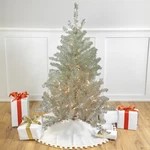 Northlight 4.5' Soft Metallic Champagne Tinsel Christmas Tree - Clear Lights. Fixed Price $158.49.