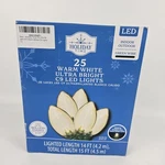 Holiday Time 25 Warm Ultra Bright White Led C9 Christmas Party Light Green Wire. Fixed Price $5.00.