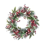 Glitzhome Christmas Wreath For Front Door 24 Inch Artificial Red Pomegranate .... Fixed Price $69.48.