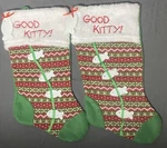 Pair Nick's Choice Christmas Stocking Cat Kitten 17". Fixed Price $14.00.
