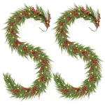 Christmas Norfolk Pine Garland 2PCS 9FT,REAL Touch Faux Winter Greenery Garla.... Fixed Price $149.28.