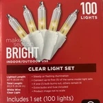 100 Christmas Clear Lights Make The Season Bright Indoor/outdoor 20FT White Wire. Fixed Price $10.95.