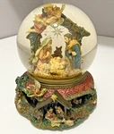 Grandeur Noel Musical Water Globe Christmas Nativity Scene W/ Lit Revolving Base. Fixed Price $25.00.