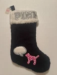 Victorias Secret Pink Sherpa Christmas Stocking Black Dog New. Fixed Price $14.99.