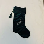 2010 Prima Creations Christmas Stocking Green Velvet Monogram J Tassel 20". Fixed Price $19.99.