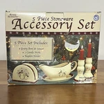Royal Seasons 5 Piece Stoneware Accessory Set Snowman Holiday Christmas. Fixed Price $20.69.