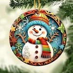 Colorful Snowman Ceramic Ornament Christmas Tree Winter Holiday Keepsake. Fixed Price $13.99.