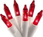 612 Vermont 100 Red Christmas Lights White Wire String, Ul Approved, Indoor. Fixed Price $18.03.