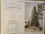 Wondershop, 7' Pre-lit Flocked Douglas Fir Artificial Tree Clear Lights Target. Fixed Price $54.00.