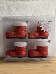 Set 4 2012 Hobby Lobby Glitter Red Santa Boots Ornaments Shatter Proof W/ Box. Fixed Price $20.00.