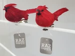 New! Raz Imports 5" Cardinal Clip On Winter Red Bird Set Of 2 Christmas Ornament. Fixed Price $6.49.