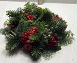 Christmas Candle Ring Wreath Faux Pine Apples Berries Centerpiece Decor. Fixed Price $18.99.