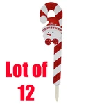 12PC 27" Christmas Holiday Lawn Stake Snowman Candy Cane Wood Garden Decoration. Fixed Price $39.99.