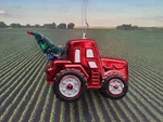 New Red Tractor With Tree Farmer Christmas Ornament Shatterproof. Fixed Price $9.99.