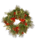 National Tree Company Hydrangea Pinec Artificial Floral Wreath 27". Fixed Price $60.00.