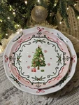 Potter's Studio Christmas Tree Pink Dinner & Salad Plates Ceramic Bows Beauty. Fixed Price $35.00.