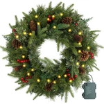 Christmas Wreath Pre-lit 24 Inch With 50 Light & Pine Cone, Artificial Christ.... Fixed Price $57.21.