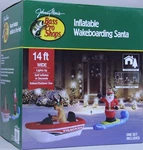 Christmas Bass Pro Shops 14 Ft Wakeboarding Santa & Reindeer Inflatable Nib. Fixed Price $199.99.