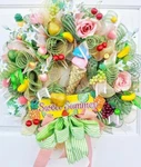 Summer Wreath Large 24" Handmade Mesh Front Door Ice Cream Cone Decoration. Fixed Price $69.29.