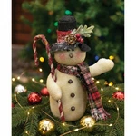 Primitive Farmhouse Plaid Scarf & Top Hat Candy Cane Snowman. Fixed Price $22.00.