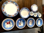 Debbie Mumm Christmas 18 Pc Sakura 1998 Vtg Snowman Dish Set Bowls Plates Cups. Fixed Price $52.99.