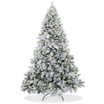 7.5FT Pre-lit Snow-flocked Pine Realistic Artificial Holiday Christmas Tree. Fixed Price $159.99.