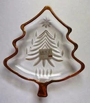 Mikasa 5" Sweet Dish Yuletide Christmas Tree Gold Glassware Nib. Fixed Price $9.00.