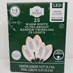 Holiday Time 25 Warm White Led C9 Random Twinkling Christmas Lights Green Wire. Fixed Price $7.95.