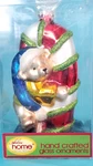Fabulous Home Holiday - Glass Teddy Bear W. Candy Cane Christmas Ornament In Box. Fixed Price $22.95.