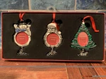 Nicholas Square Christmas Ornament Set Of 3 Picture Frame Snowman Santa Tree. Fixed Price $24.99.