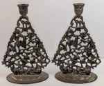 Vintage Pair Godinger Sterling Silver-plated Christmas Tree Candle Holders -10. Fixed Price $80.99.
