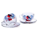 Stpgoods Bullfinches Glass Teacup With Saucer Set Of 200 Ml Christmas. Fixed Price $24.95.