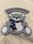 Beary Merry Christmas Greeting Vintage Teddy Hanging Wooden Door Plaque Nib. Fixed Price $13.00.