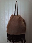 Rare Vtg 1970S Genuine Kangaroo Fur Bag Purse Cinch Sack Boho W/suede Fringe. Fixed Price $119.00.